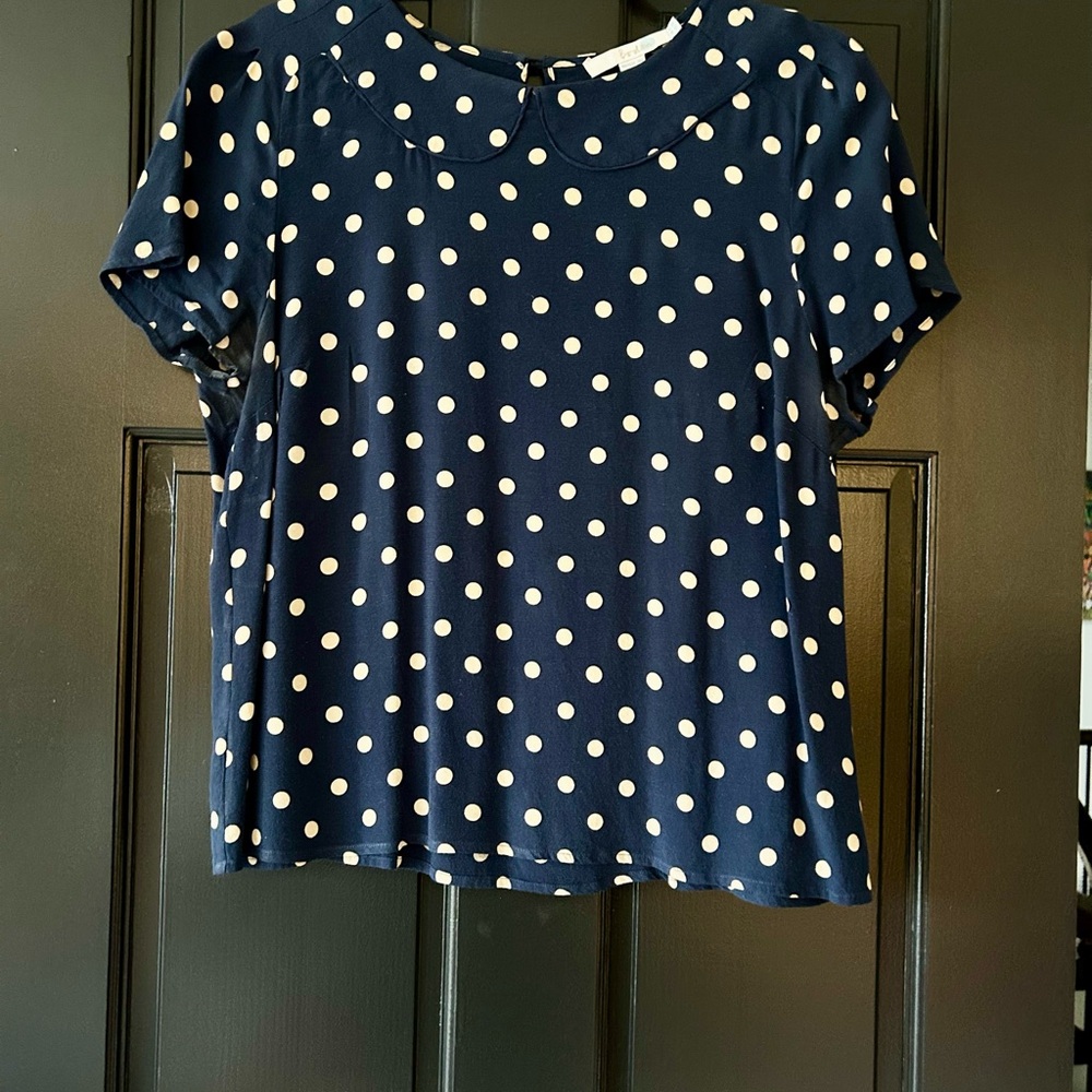 Boden Polka Dot Navy Blue Top